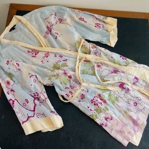 Soma Silk/Cotton Short Floral Robe